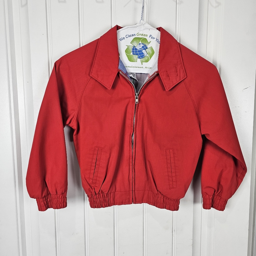 Vintage 80s Boys London Fog Red Windbreaker Jacket Size Medium 5/6 Plaid Lined
